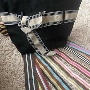 Morgan & Company Small Canvas Tote in Black with 7 Interchangeable Ribbons